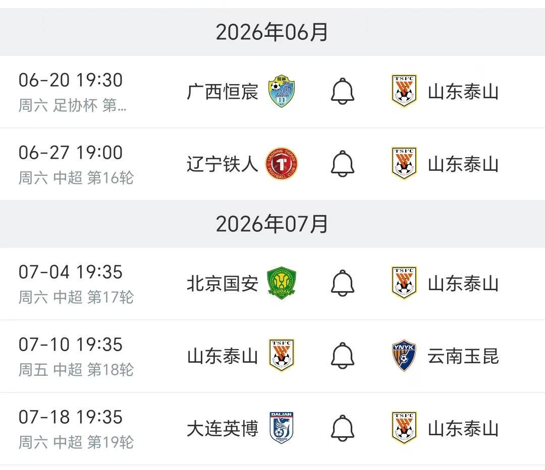 泰山队目前已经结束假期重新集中，开始备战下半赛季的中超联赛，看了一下泰山队下半赛