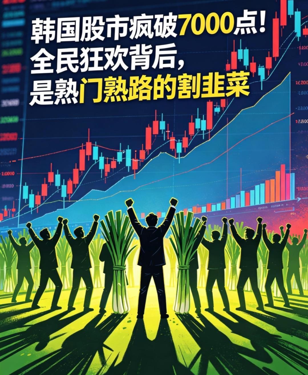 韩国股市疯破7000点，全民狂欢背后，是熟门熟路的割韭菜，5200万人坐拥1亿账