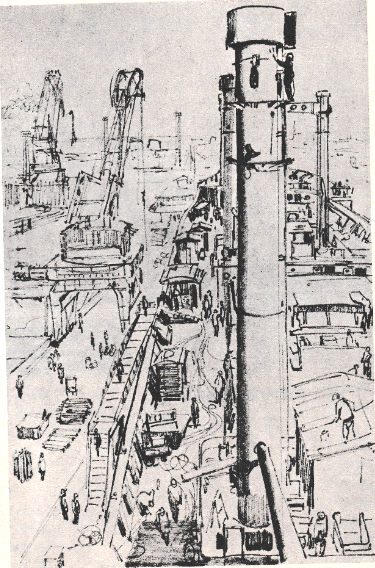 70年代速写：万吨轮内部安装，徐景达作