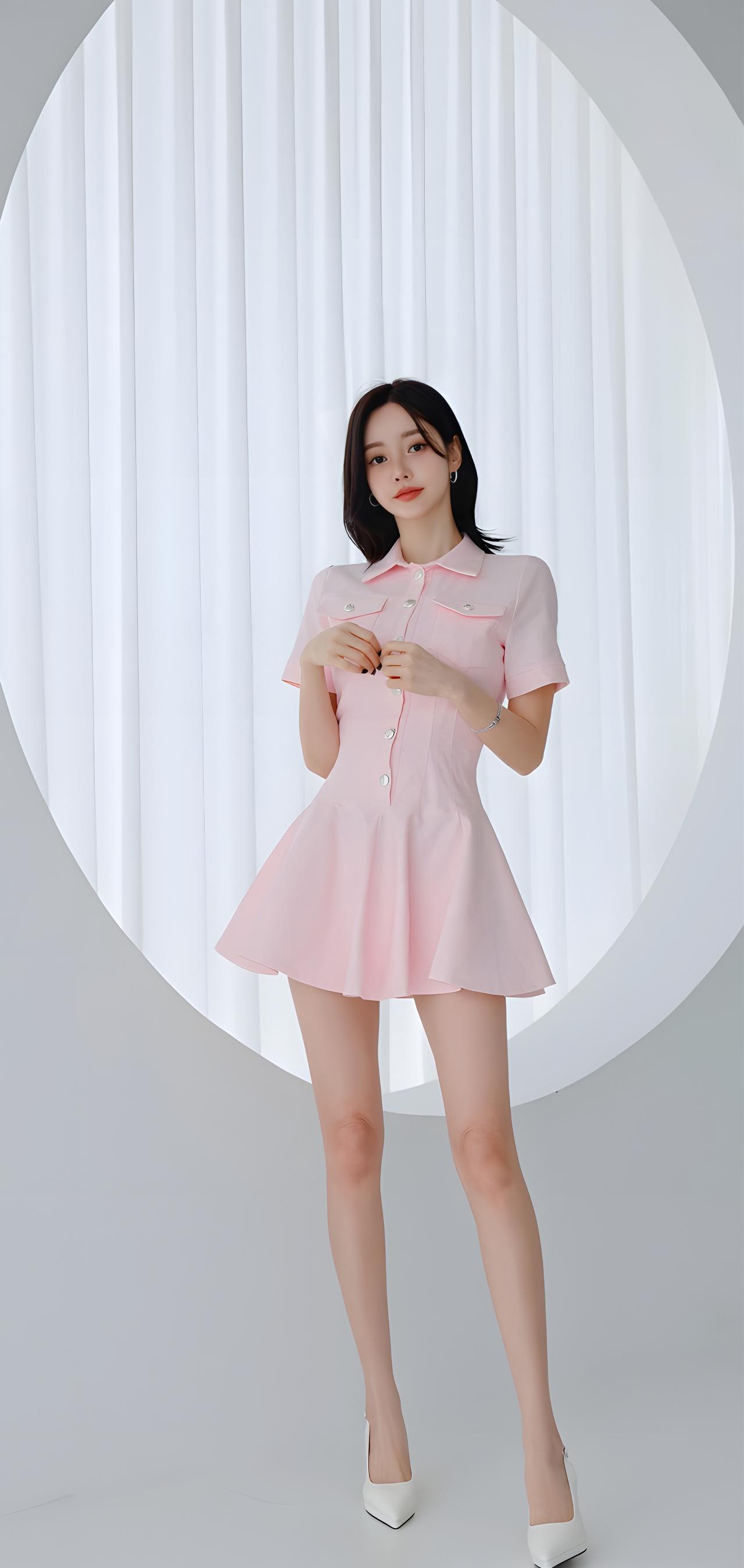 穿粉色裙子的女生很可爱。