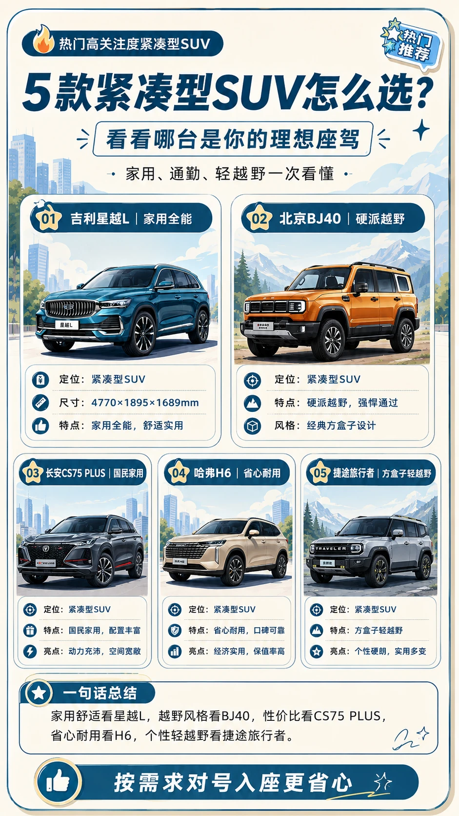 🔍5 款热门紧凑型 SUV 大盘点