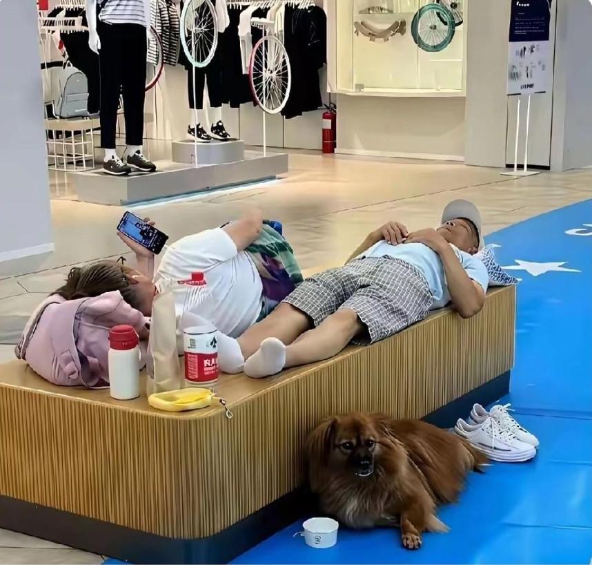 为了蹭空调，连脸面都不顾了吗？瞧这老两口的穿着打扮，不像是家里开不起空调的人。