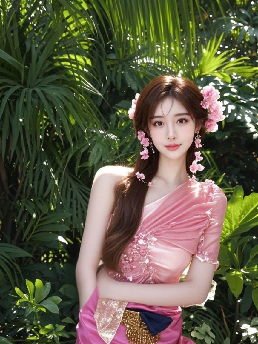 粉纱绿植写真 原来ai写真可以这么美 人生总得有一套ai写真吧 谁拍谁...