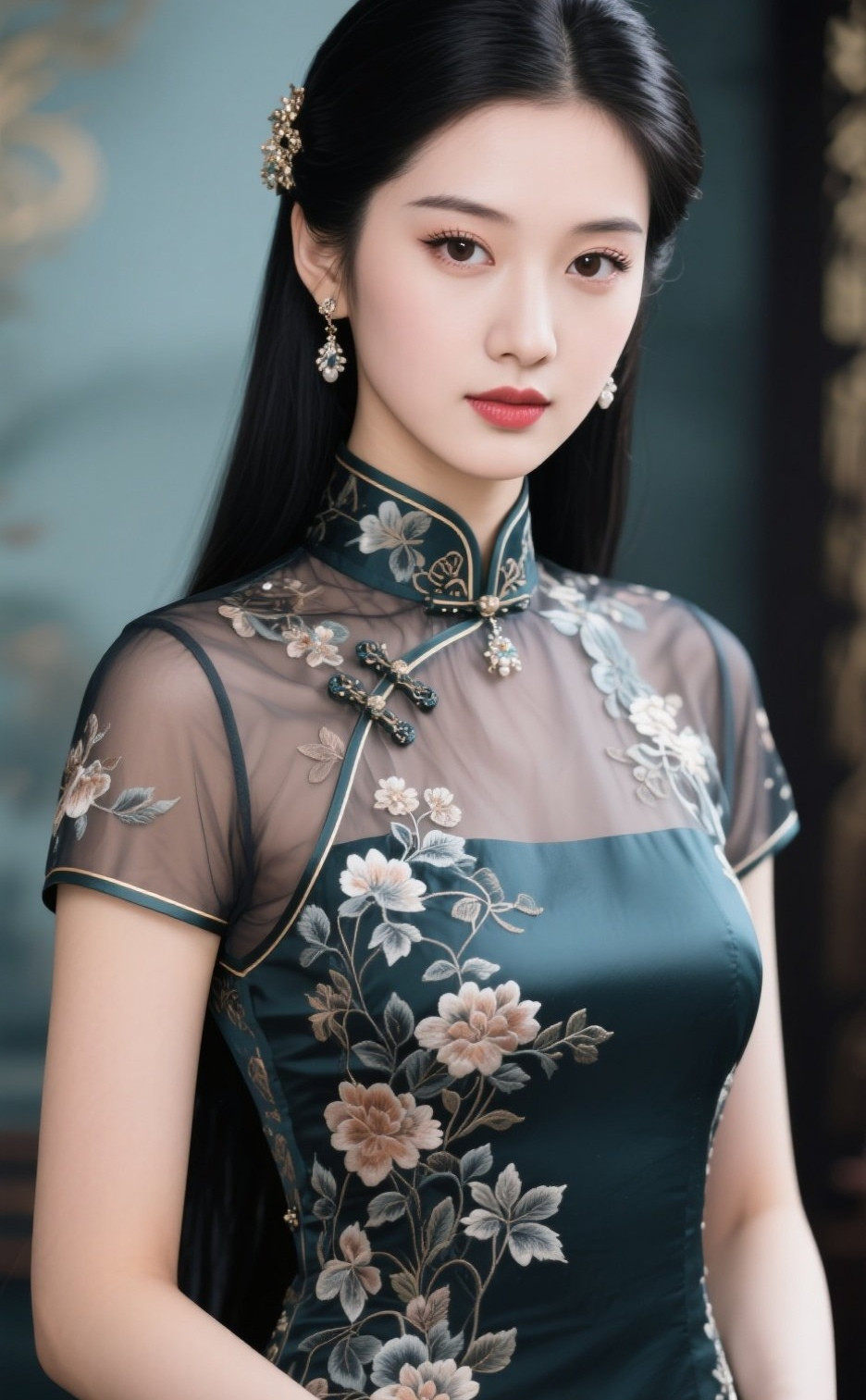 旗袍美眉气质如兰，纤腰翘臀惹人醉