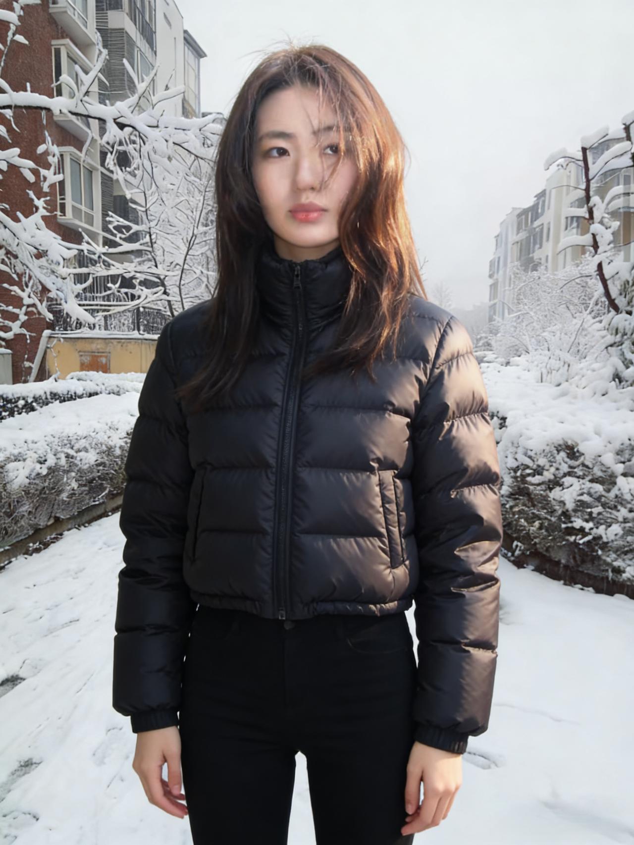 雪把青砖的纹路揉软时她站成冬日里一截黑色的枝羽绒服的光面裹着人间的春暖像飞