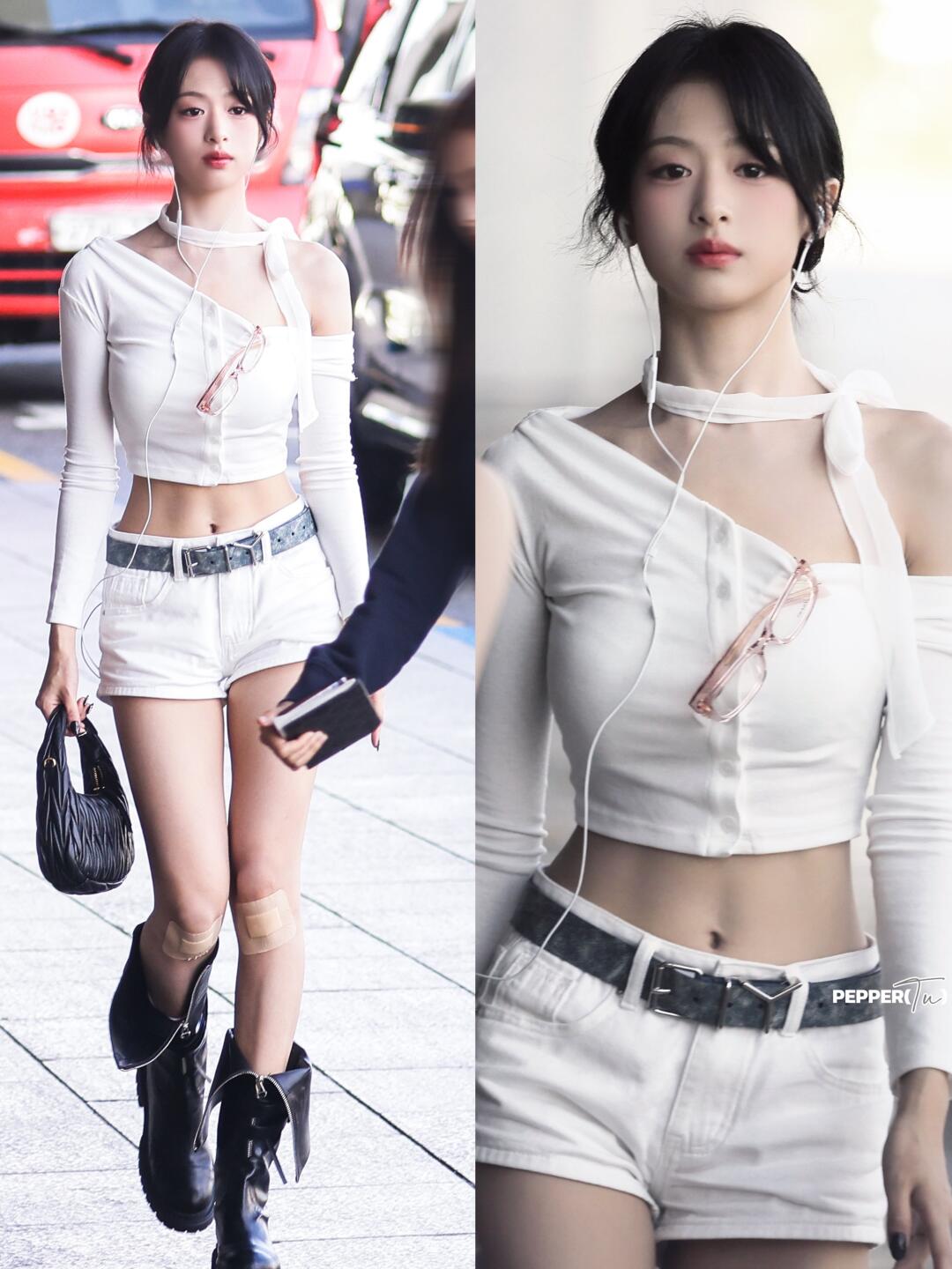Ahyeon郑雅娴机场私服，这个腰就是这么细
