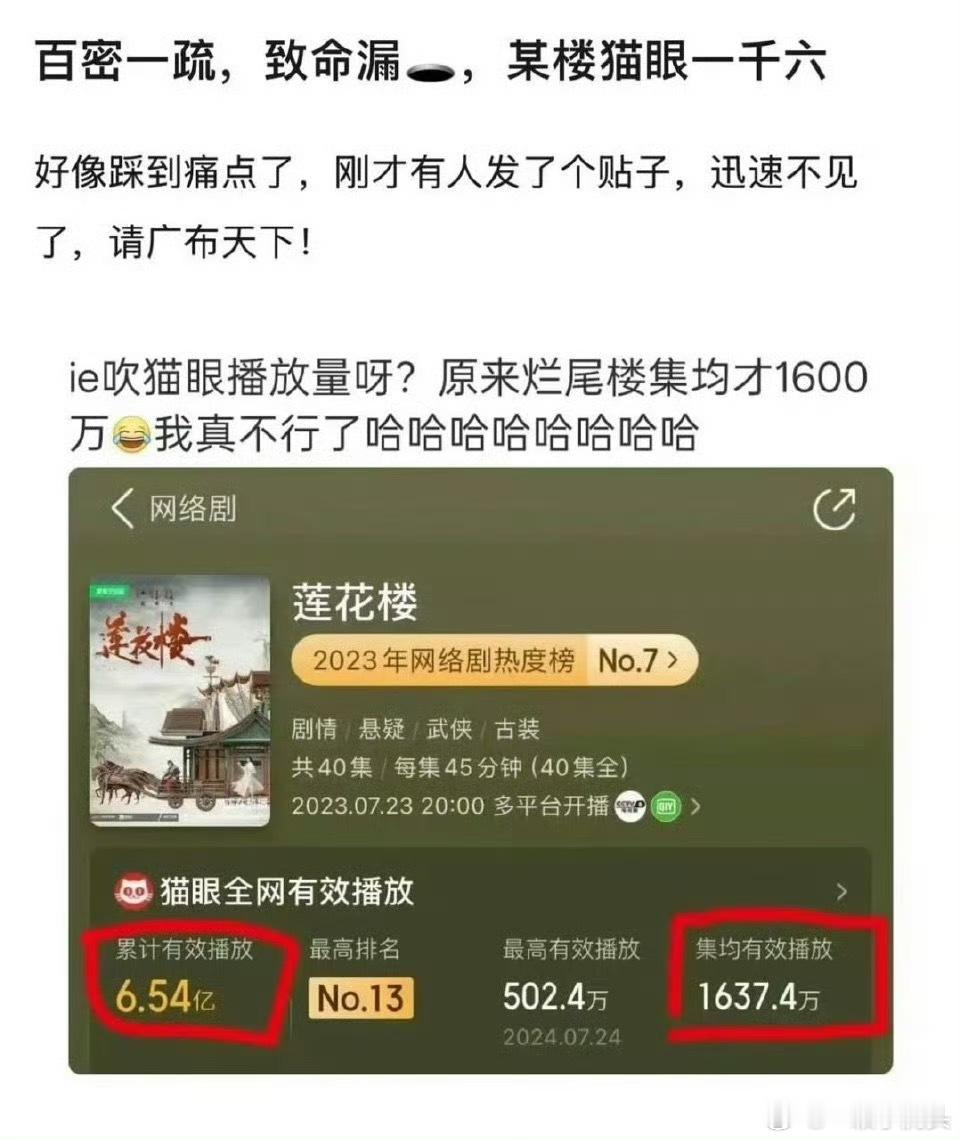 赴山海粉丝疯狂吹猫眼然后把莲花楼给忘记了[捂脸哭]​​​