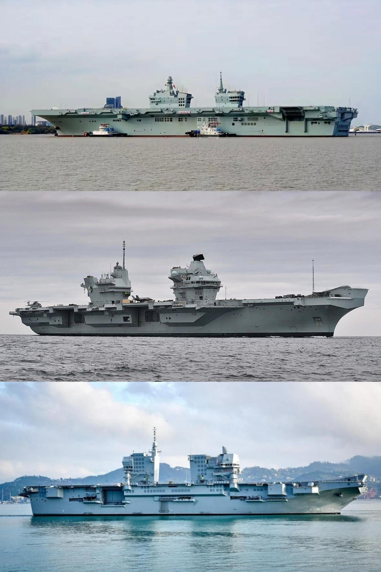 全球目前有三款双舰岛大型直通甲板舰艇，分别是中国076型两栖攻击舰、英国伊丽莎白