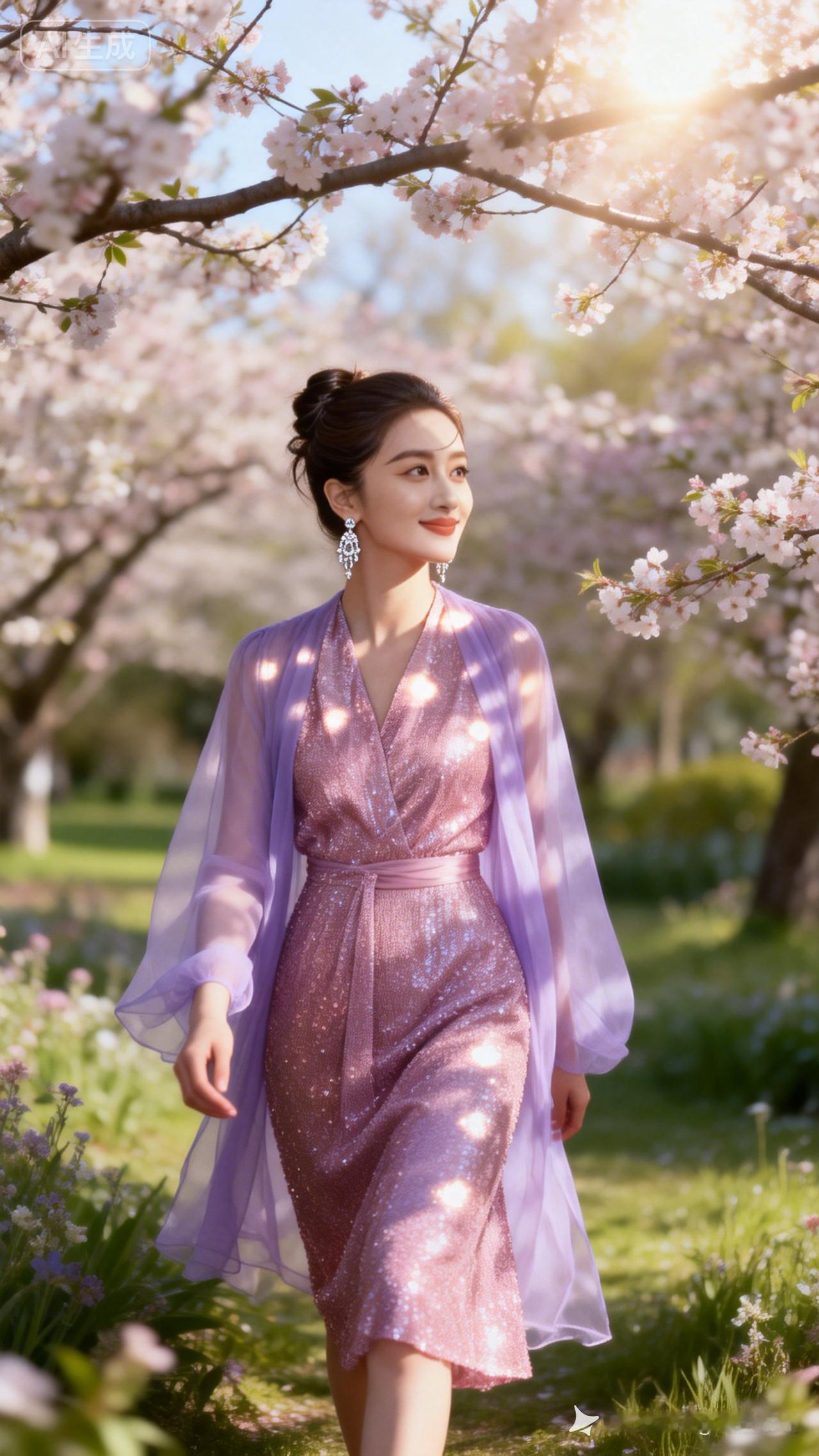 樱花树下，粉裙飘飘，春日浪漫！
