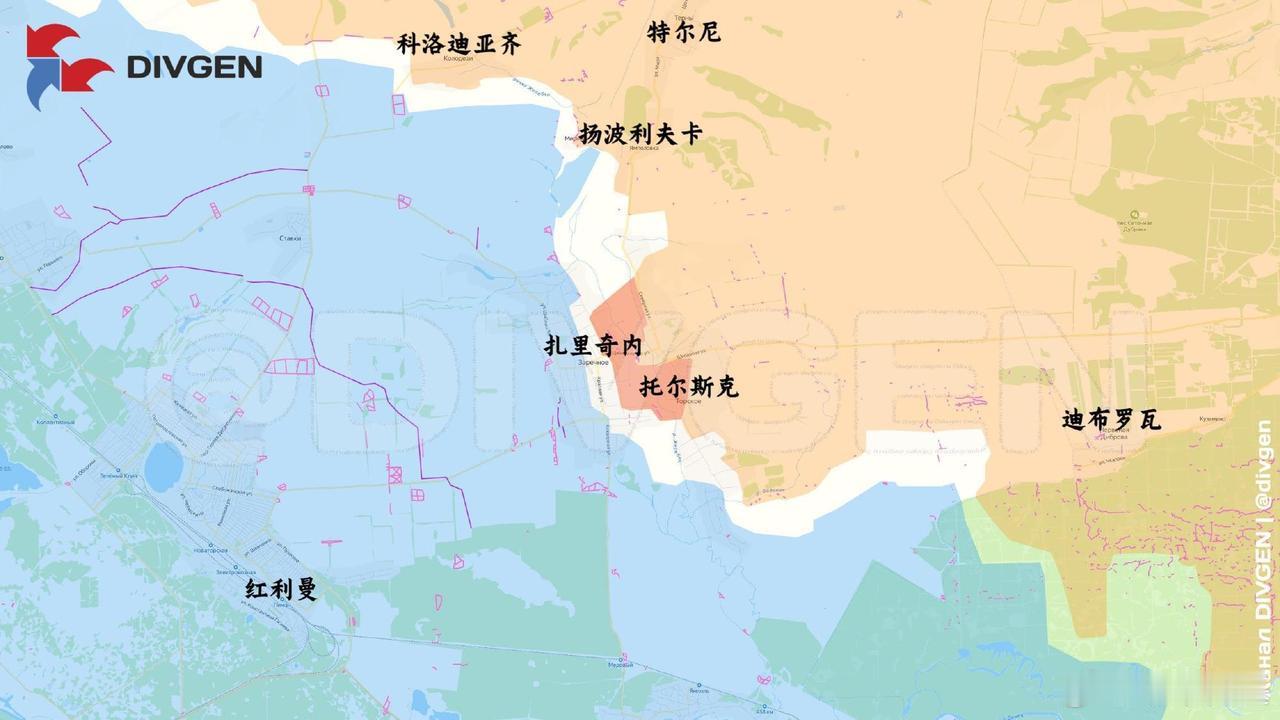 俄军中部军区第25合成集团军继续在扎里奇内和托尔斯克推进，进逼红利曼。第25合成