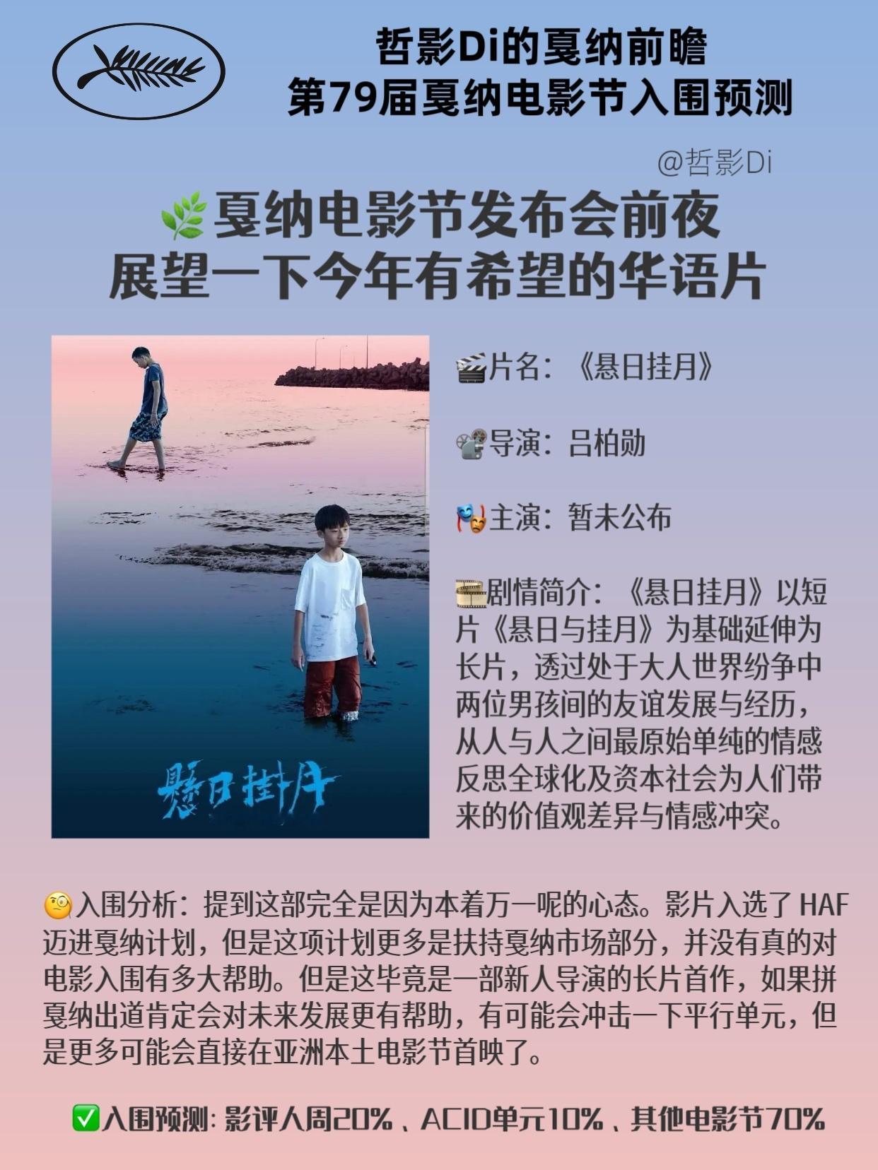 【哲影Di的戛纳电影节前瞻】第79届戛纳电影节入围预测（华语电影）距离第79届戛