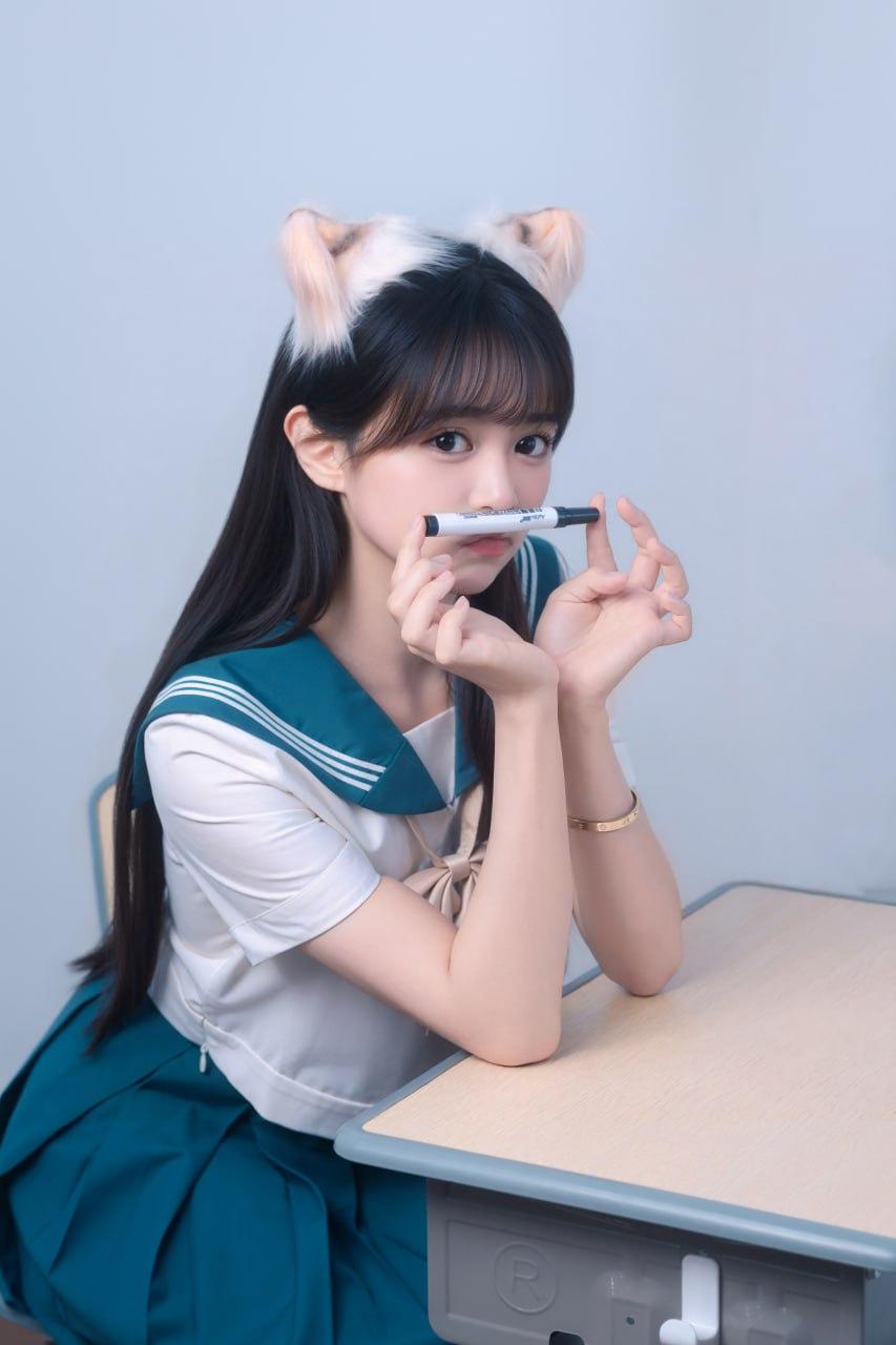 可爱猫耳jk少女元气满满的一天！🐱💕猫耳jk美少女甜系猫耳少女猫耳少