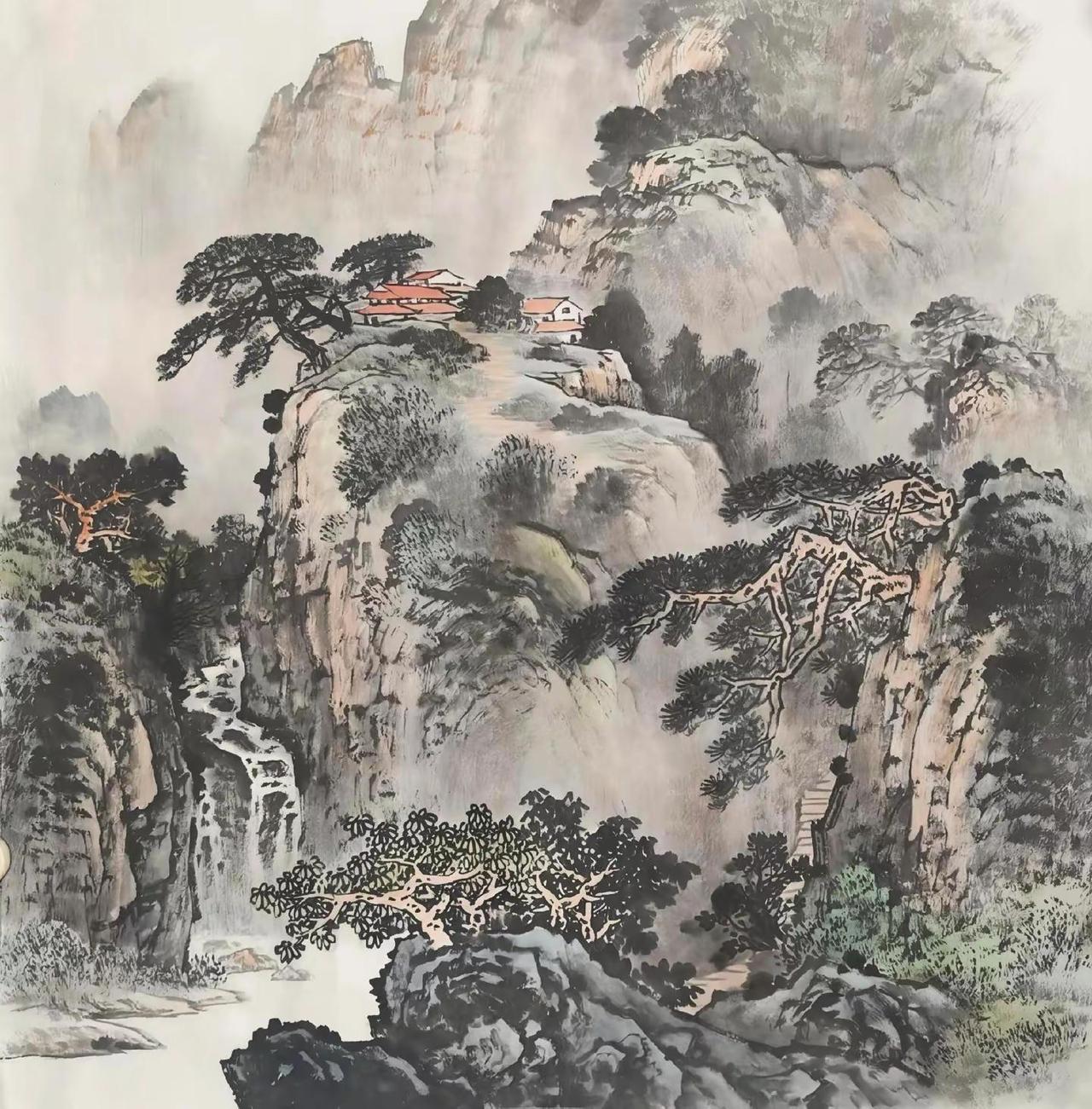 云山飞瀑。山水订制感受国画的意境之美创作者中心创作灵感画传统山水