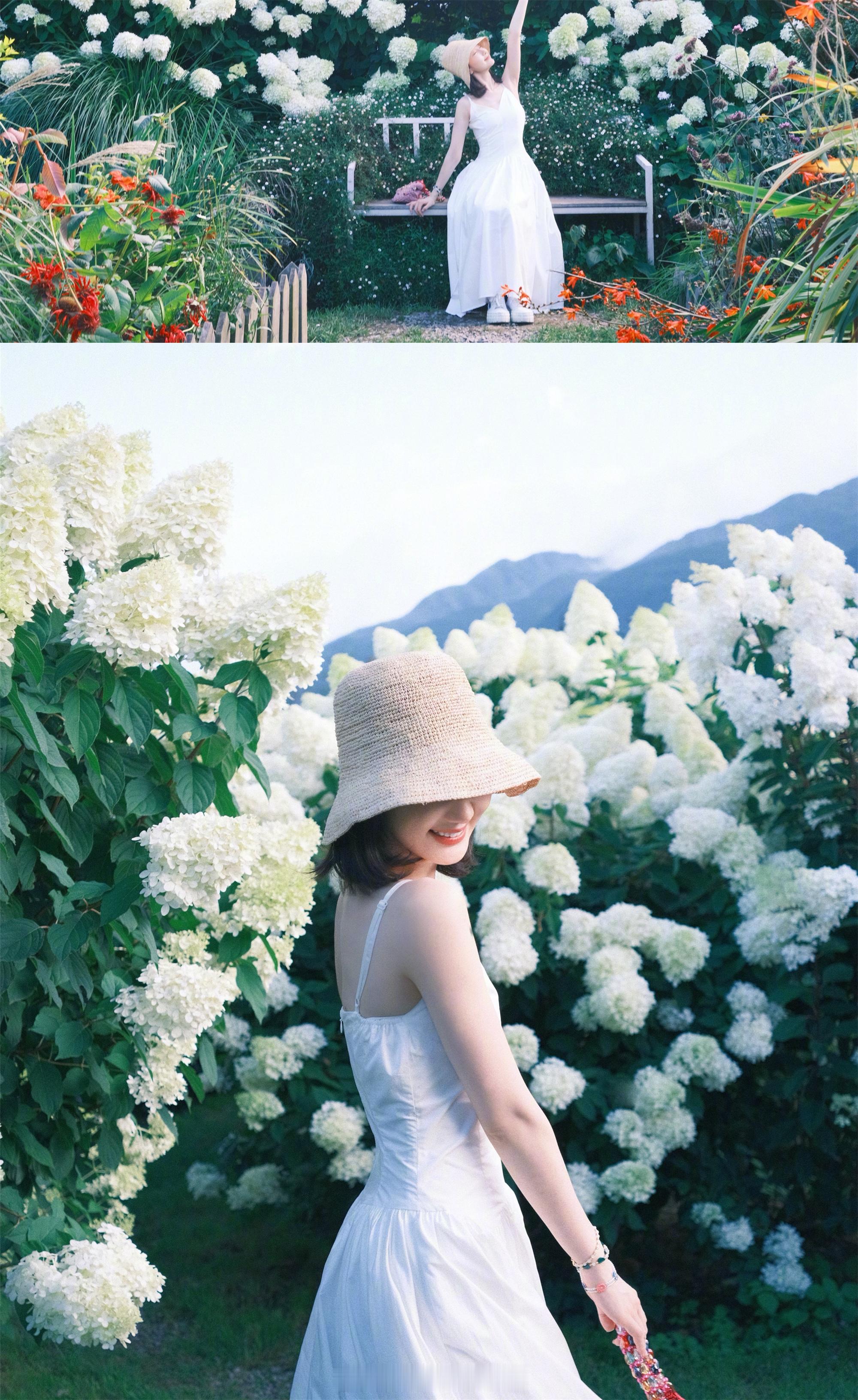 毛晓彤甜美小白裙穿搭​​​