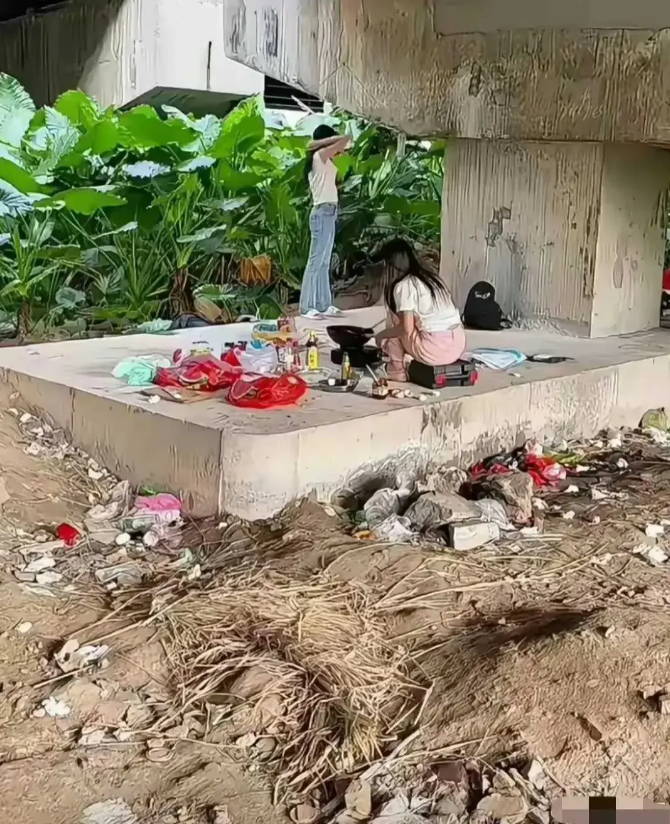 珠三角某地，天桥底下刚辞职的女子