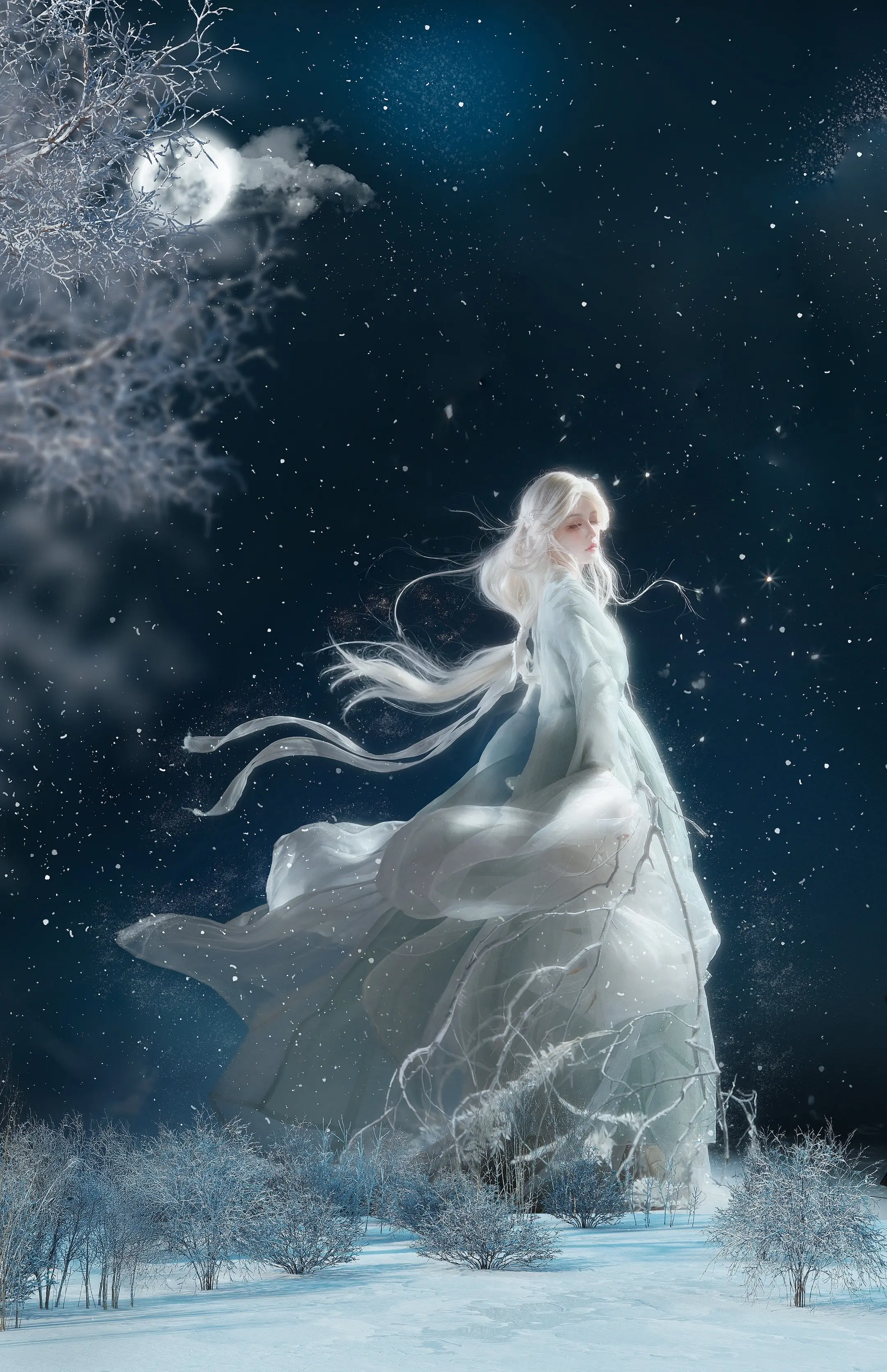 坠入一场雪夜的梦。