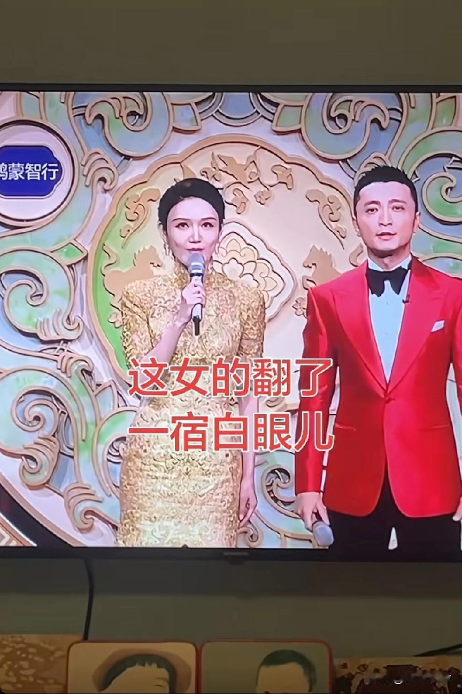 这女的翻了一宿白眼儿，是不是提词器放的太高了，高跟鞋矮了，最好踩高跷！她不说话