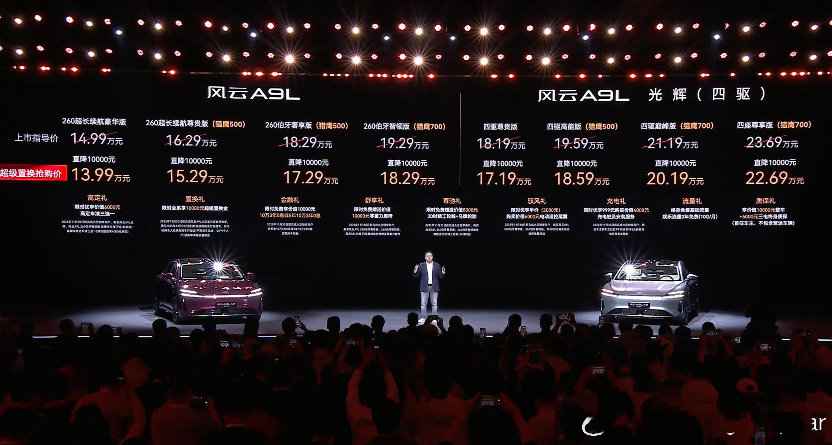 昨晚风云A9L发布上市了，14.99万元起，置换直接13.99万元。另外，它还发