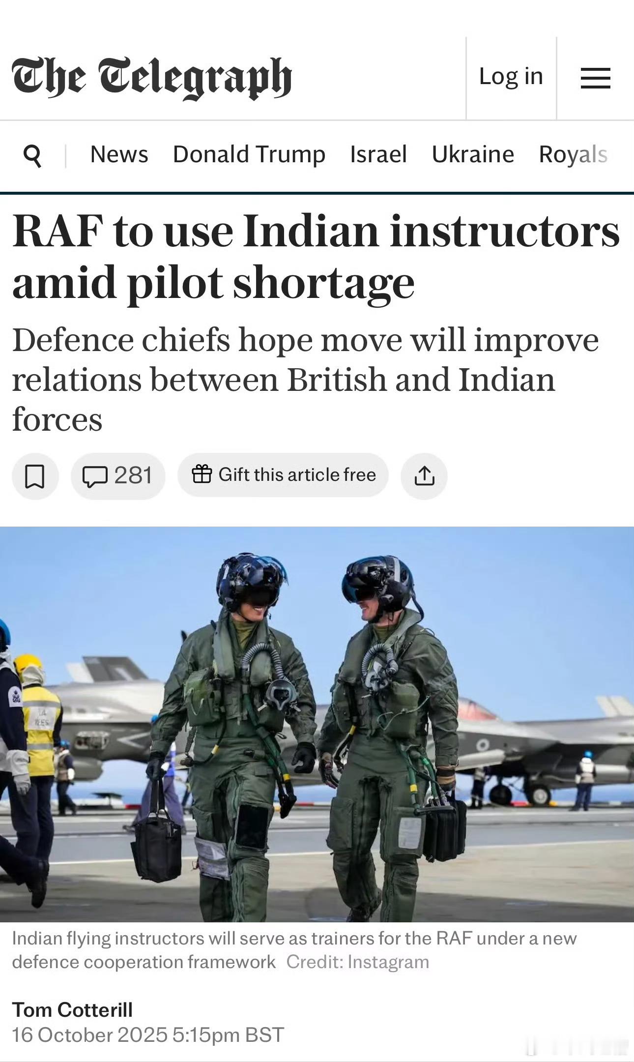 逆天！英国空军以后准备用印度教官进行训练印度反向殖民出了一个英国首相未来极有可能
