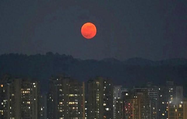 今晚的月亮，你有没有觉得有点不对劲？怎么感觉它快“掉”下来，就“贴”在地平线上了