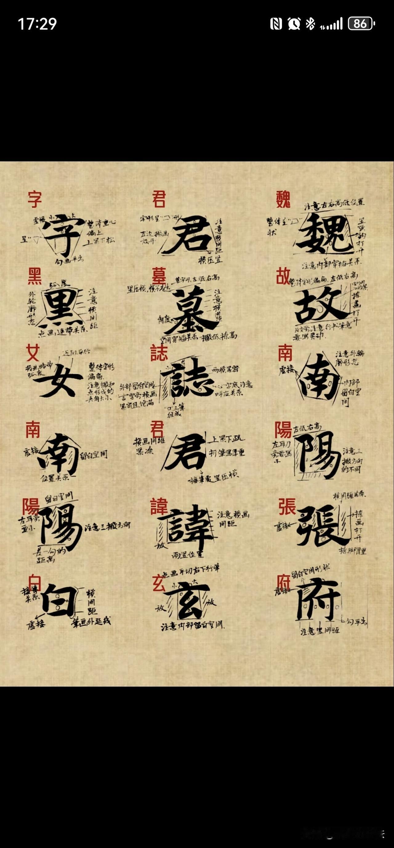 写魏碑，不要只盯着笔画，字形结构才是核心。很多人临魏碑，一味追求方硬的刀刻质感