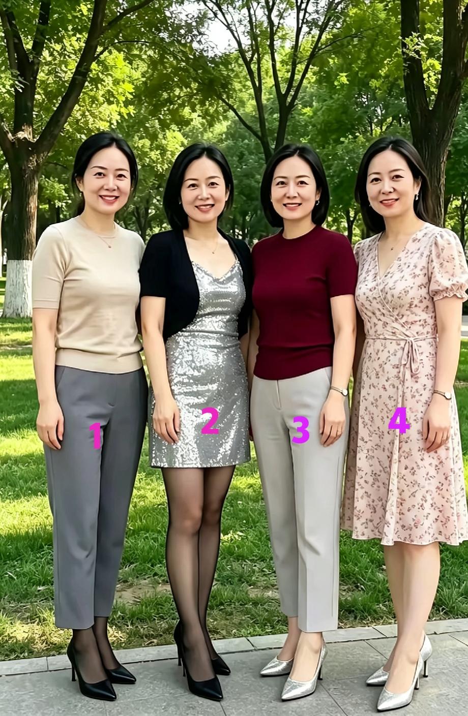 看着像是四朵姐妹花，实则这是四母女！只怪妈妈底子太好，保养得好，误将妈妈认成