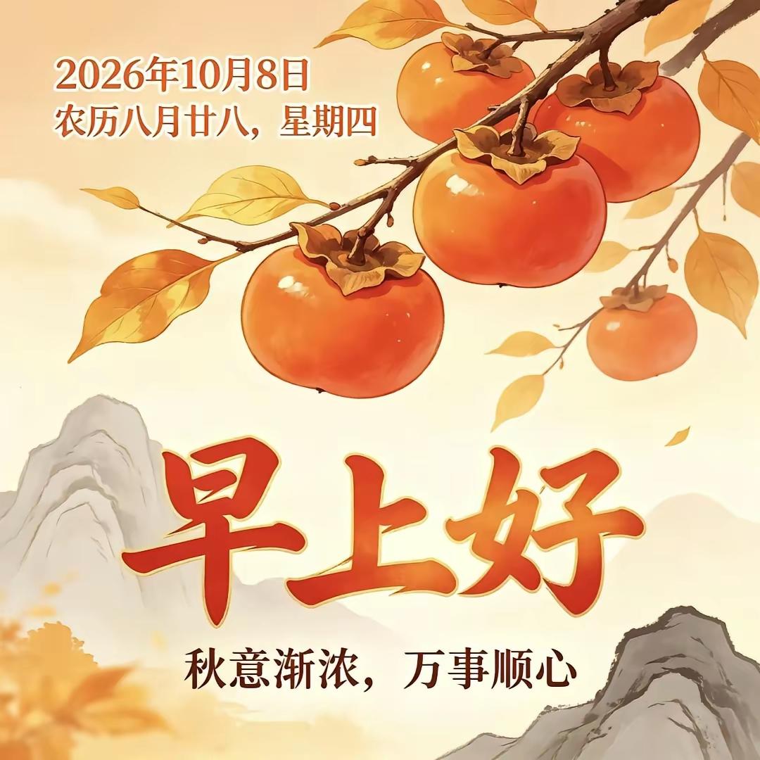 10.8日寒露早安[比心]秋意渐浓天气寒，没有千言