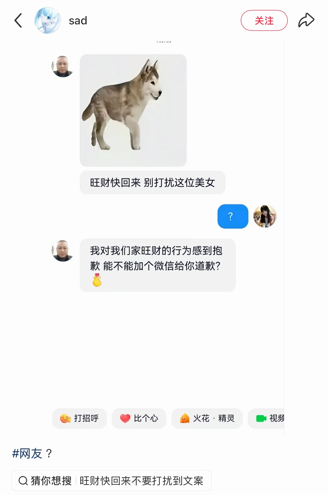 怎么这么好笑啊哈哈哈哈哈哈哈哈哈哈哈哈，我把旺财的图片搞下来了，拿去打扰人吧