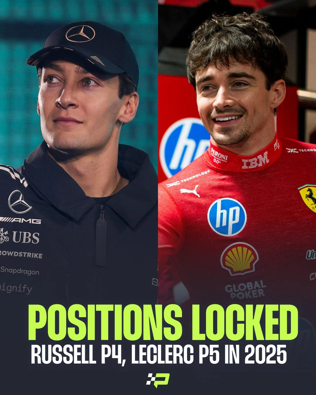 F1年度前三名虽然还没有决出，但年度第四和第五已经确定无论最后两场比赛发生什么，