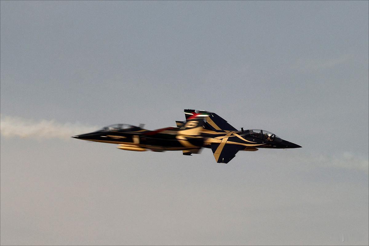 阿联酋的L-15A这身涂装真是不错，比八一飞行表演队的涂装顺眼多了。本来教十的研