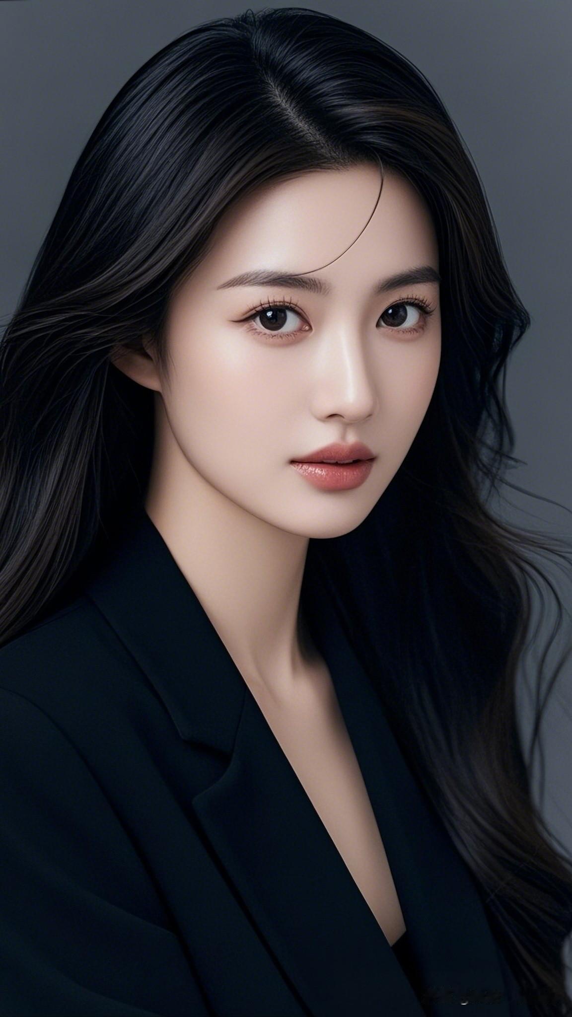 黑发如瀑，红唇似火。一眼沦陷的神级美图优雅黑发，冷艳迷人，职场女神风采！💄✨