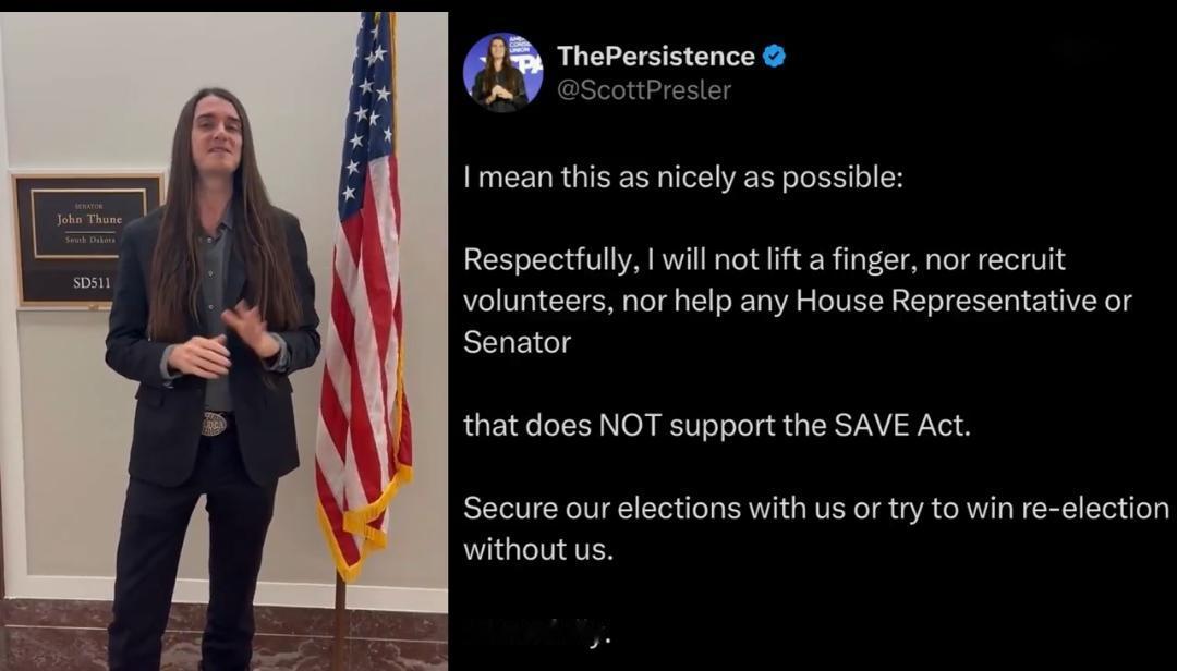 🚨最新消息：斯科特·普雷斯勒宣布，在2026年中期选举中，任何拒绝支持《保障选