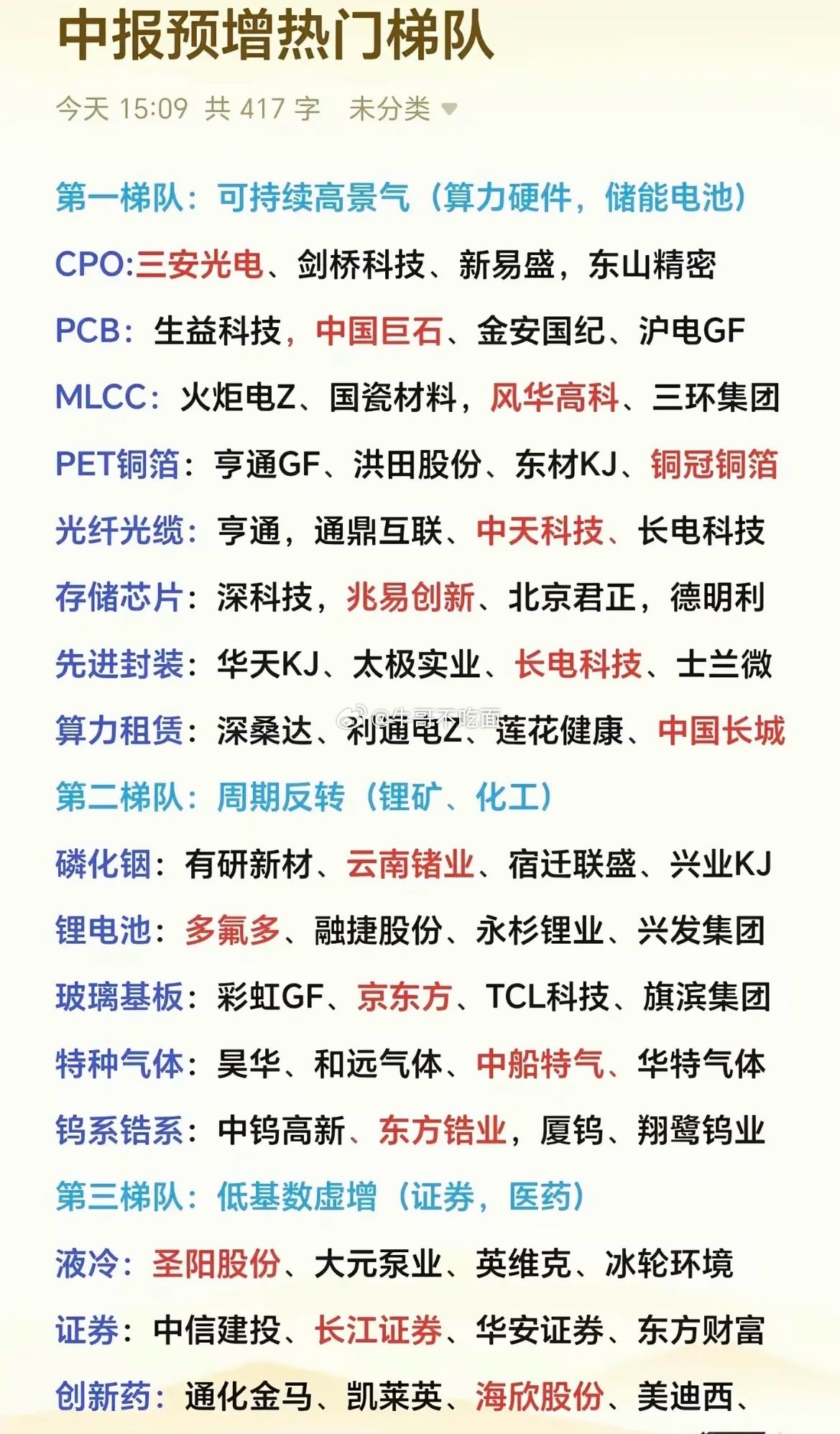 2026中报预增热门梯队可别错过，这可是赚钱的好机会。榜单按业绩景气确定性分了三