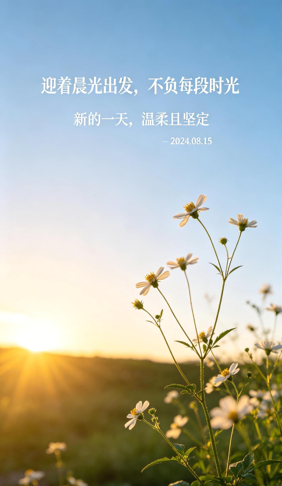 迎着晨光出发，不负每段时光新的一天，温柔且坚定