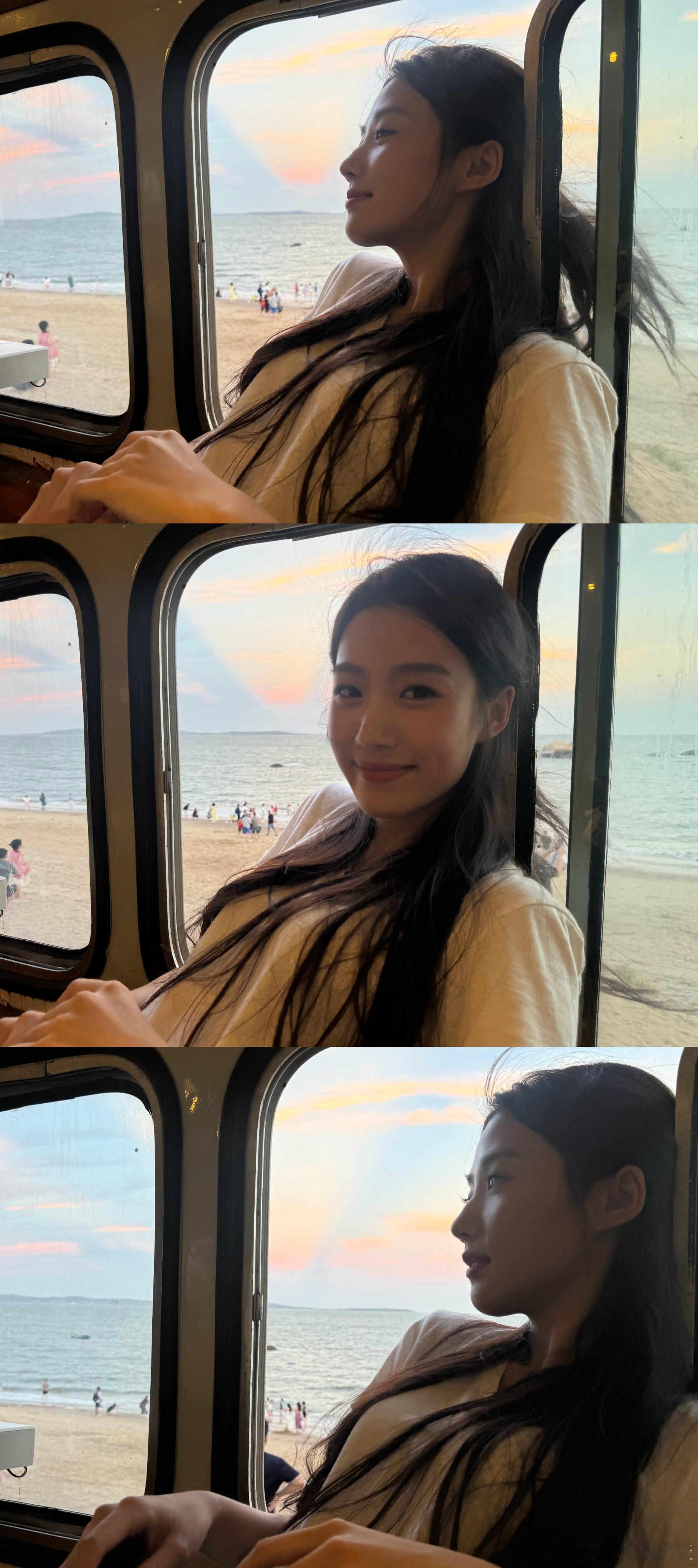 卢昱晓卢昱晓这组白T海边照超清纯~卢昱晓｜​​​