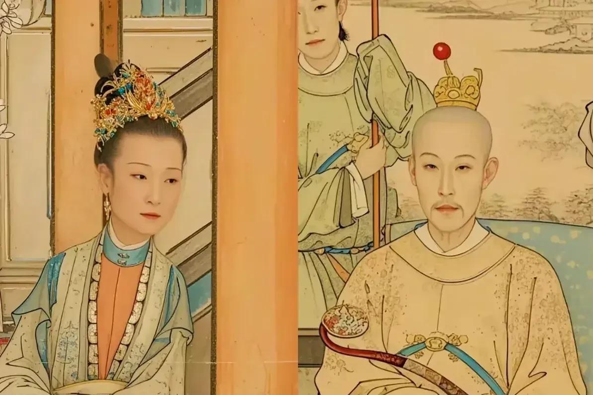 乾隆皇帝和富察皇后汉服像，乾隆阴鸷，富察端庄。这幅画出自西洋画师之手，都说西洋画