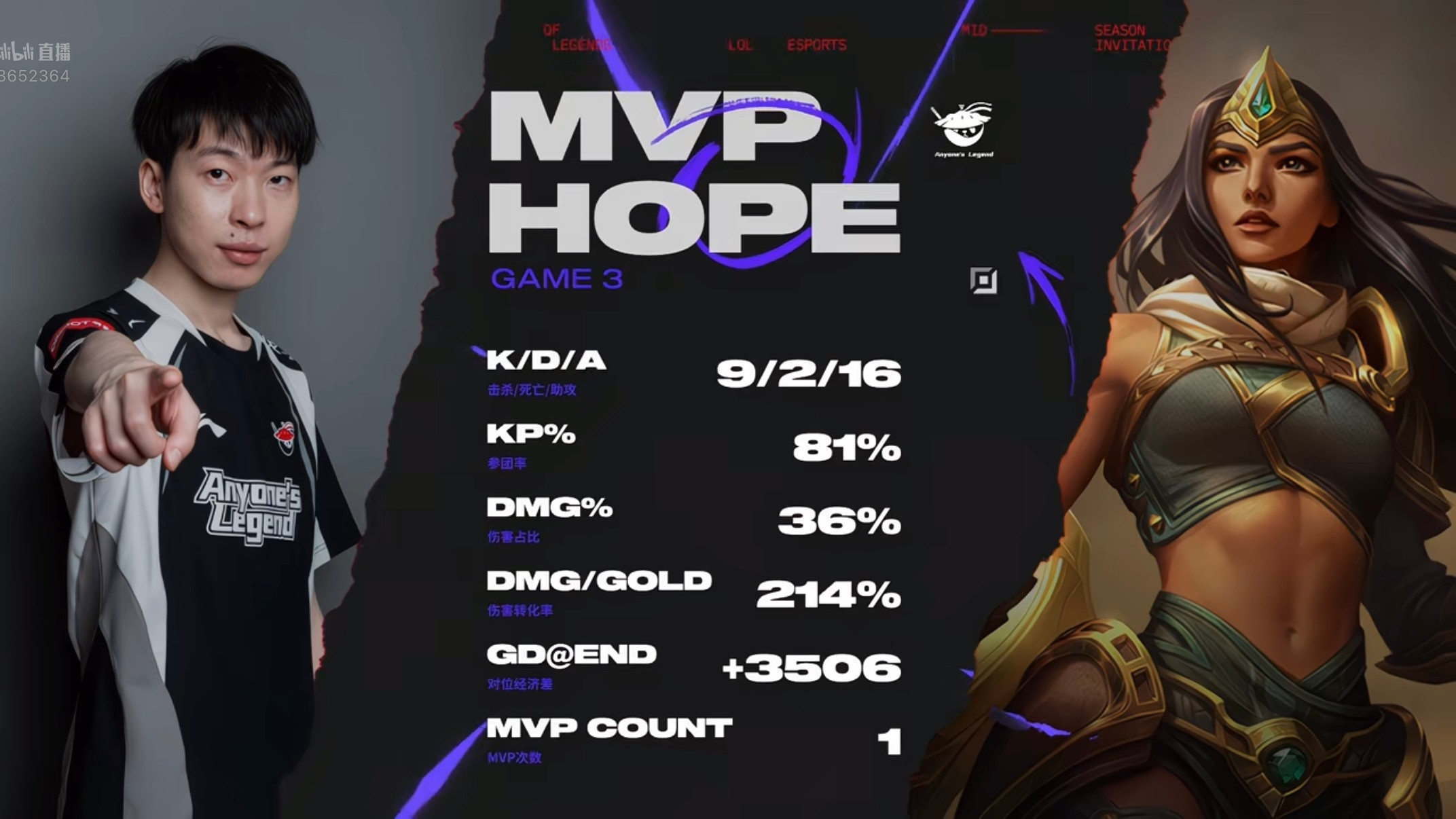 本局的MVP给到了Hope！al对战blg2025msiAL你我皆传奇