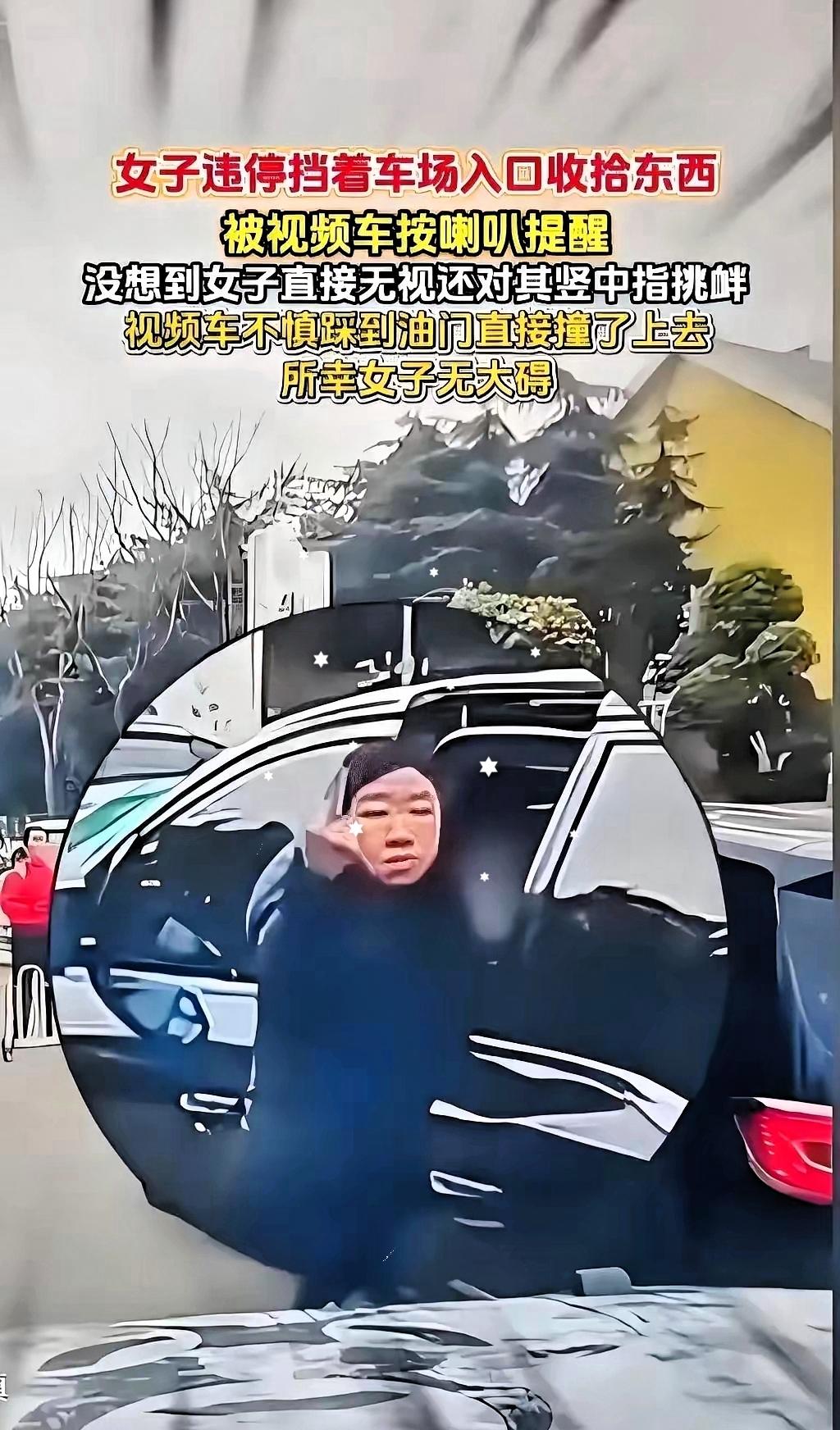 那个竖中指的女司机，真是凭实力演绎了什么叫“自毁式公关”。​甚至都不需要后车按