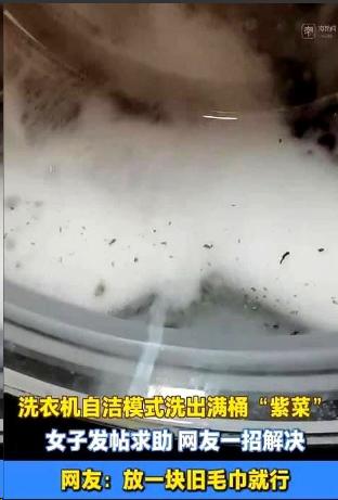 浙江金华，刘女士为了清洁家里用了两年的滚筒洗衣机，特意按下了面板上标注的“桶自