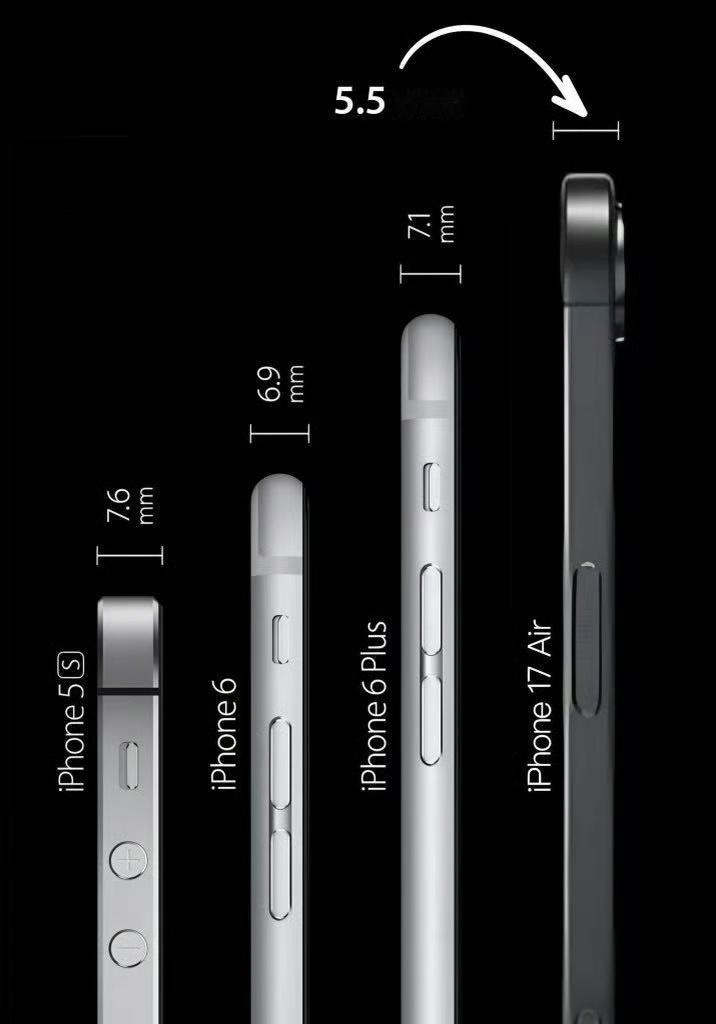 iPhone17Air薄至5.5mm，千万别放屁股兜，屁搓iPhone弧形，