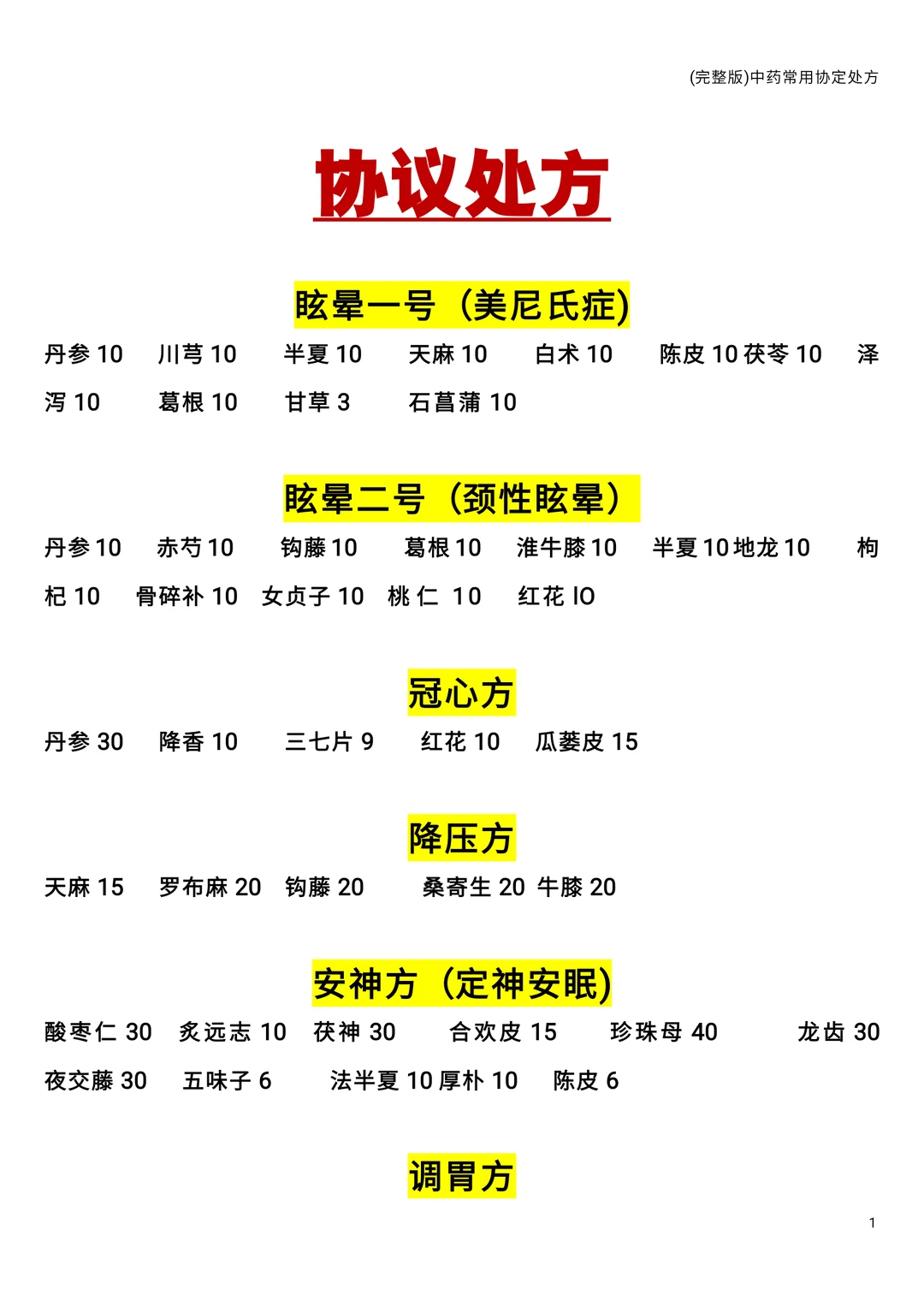 中医常用协定方（完整版）