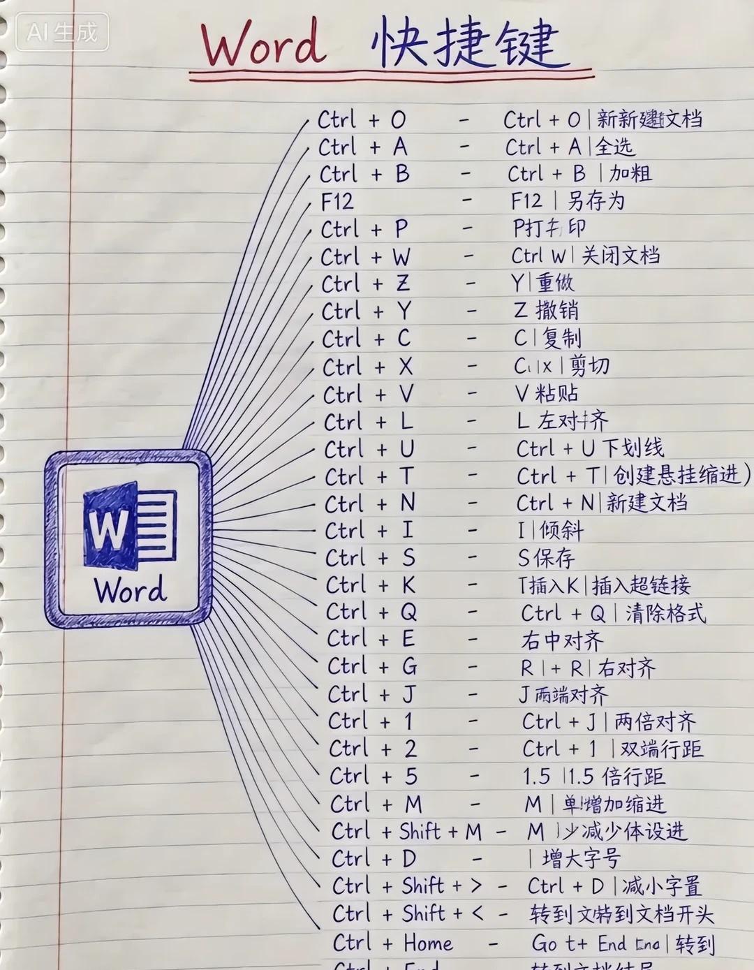 Word/Excel/OneNote/Outlook快捷键Office四大软件