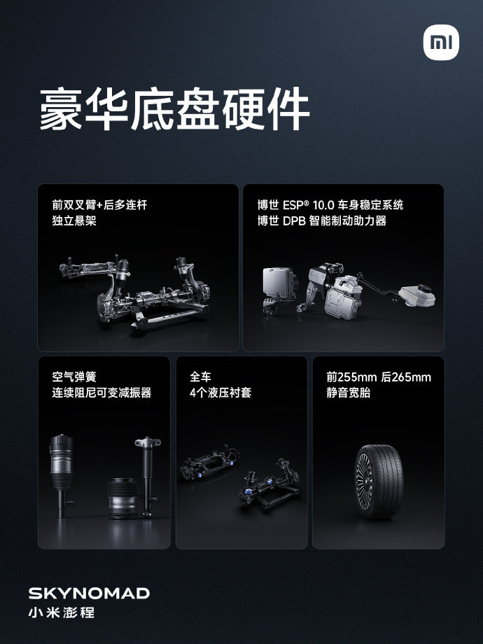 小米澎程的刹车系统和小米SU7的方案一致博世DBP+ESP10.0方案，都做到了充分的冗余设计就目前