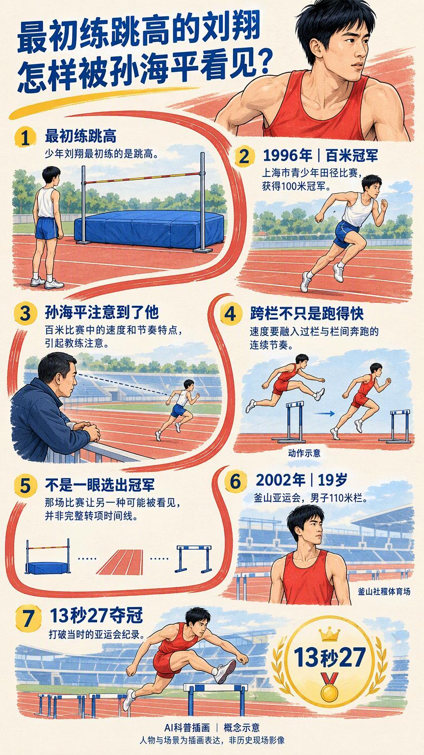 最初练跳高的刘翔，怎样被孙海平看见？#最初练跳高的刘翔怎样被孙海平看见#后来以110米栏闻名的刘翔，