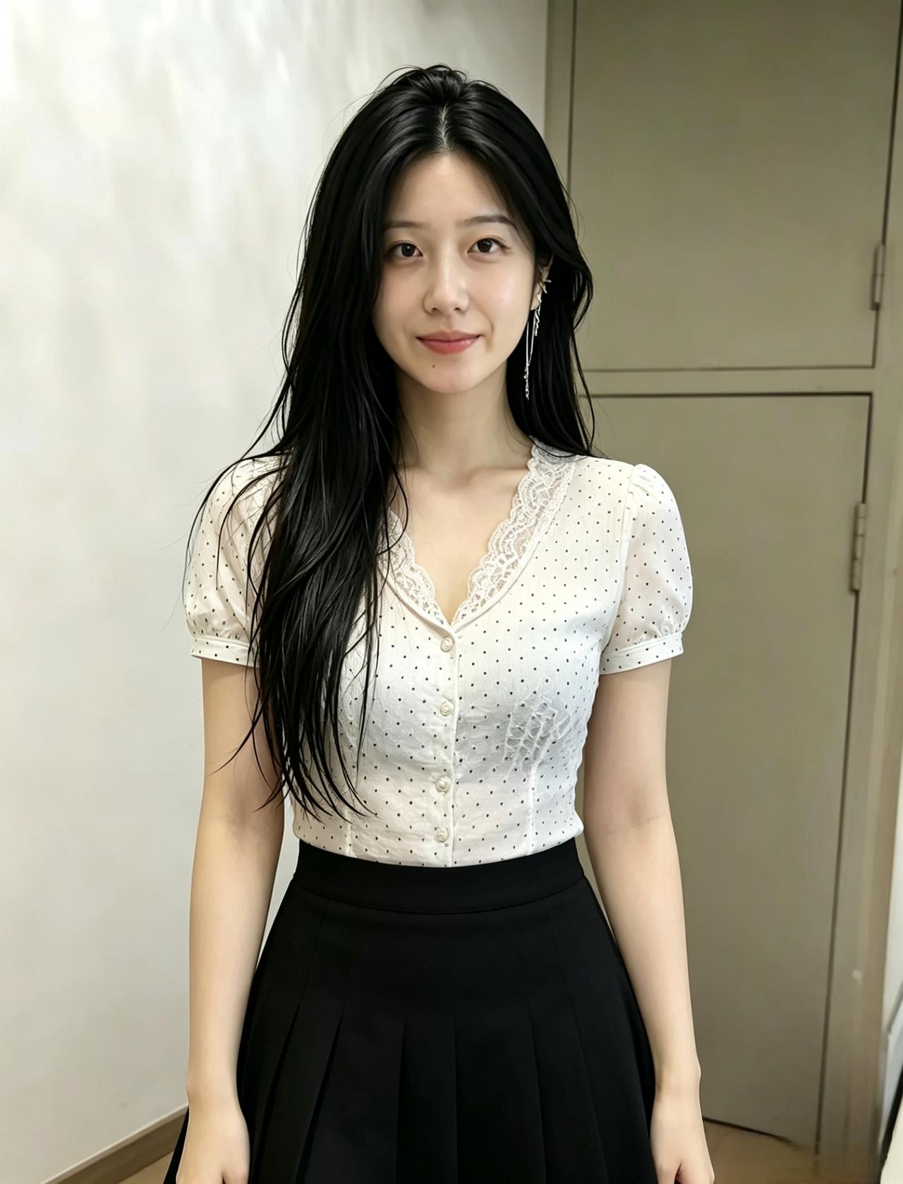 素衫轻点墨，柔婉自天成。浅笑春风起，温光落玉卿。