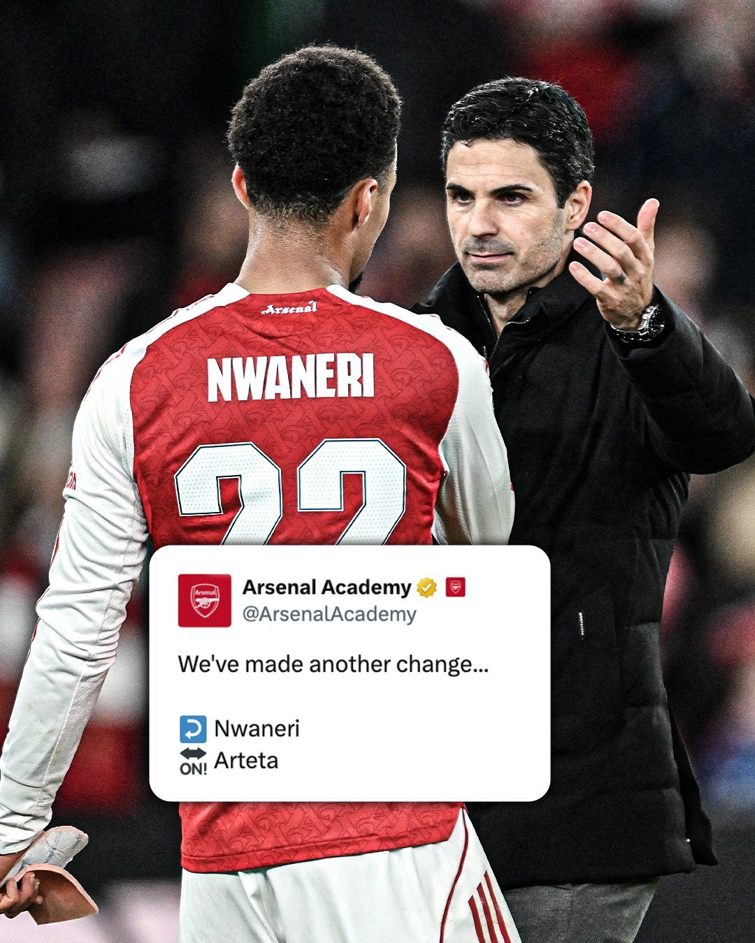 刚刚阿森纳U18的比赛完成了一次“神奇”换人😂阿尔特塔的儿子换下恩瓦内里的弟