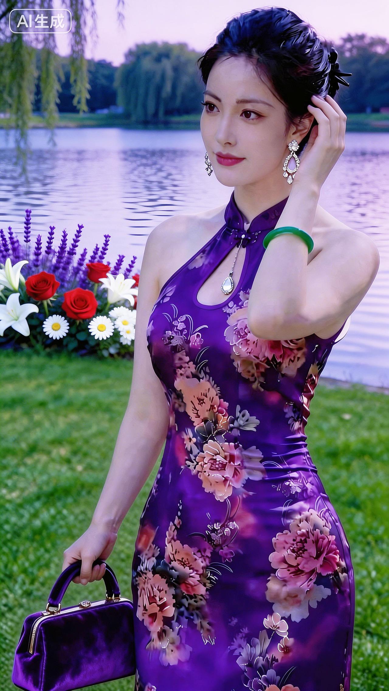 广东阳光明媚，我来踏春……即梦AI旗袍美女旗袍改良旗袍