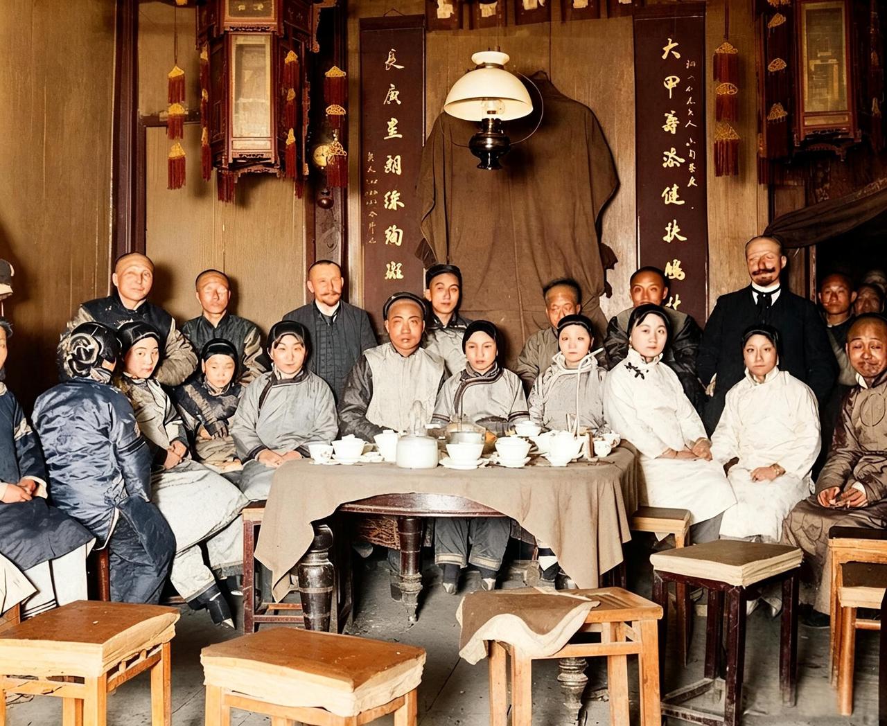 这是百年前武汉买办与洋人宴饮时还邀请了多名青楼女子作陪。这在当时是司空见惯的事情