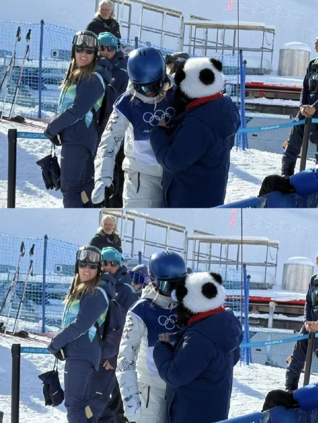 发现这个细节没？谷爱凌母女全身中国特色，熊猫帽藏不住的爱国心！米兰冬奥