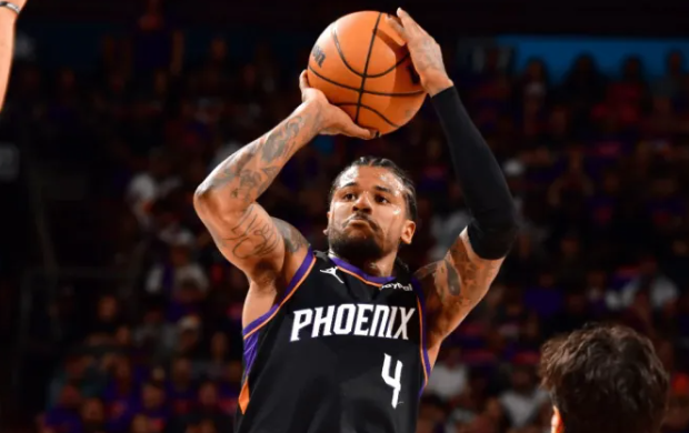 NBA附加赛，太阳主场111-96战胜勇士。“杰伦-格林本场比赛20投14中（